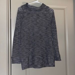 Loft lounge sweater with turtleneck, black and white stitching, size medium